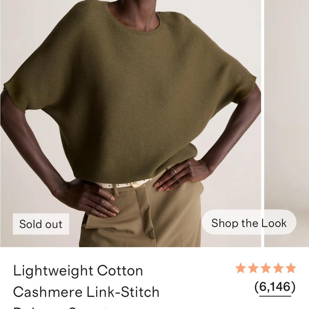 Quince Olive Cashmere Crew Neck Sweater XL